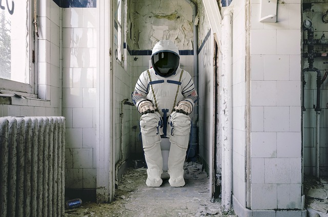 Astronaut on the toilet